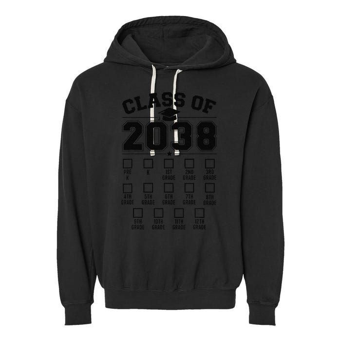 Class Of 2038 Grow With Me Checklist Prek To 12th Grade Gift Garment-Dyed Fleece Hoodie