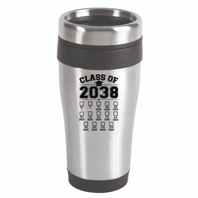 Class Of 2038 Grow With Me Checklist Prek To 12th Grade Gift 16oz Travel Tumbler