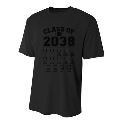 Class Of 2038 Grow With Me Checklist Prek To 12th Grade Gift Youth Performance Sprint T-Shirt