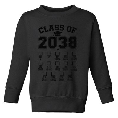 Class Of 2038 Grow With Me Checklist Prek To 12th Grade Gift Toddler Sweatshirt