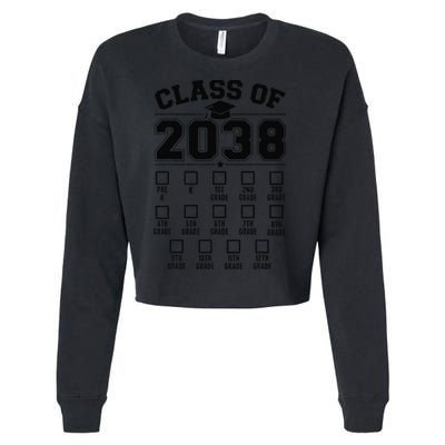 Class Of 2038 Grow With Me Checklist Prek To 12th Grade Gift Cropped Pullover Crew