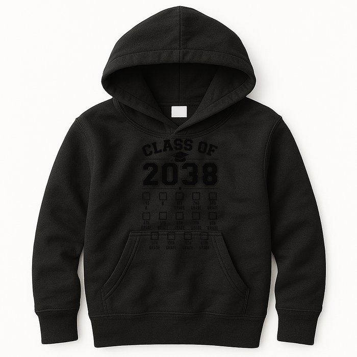 Class Of 2038 Grow With Me Checklist Prek To 12th Grade Gift Kids Hoodie