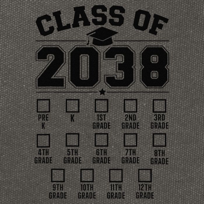 Class Of 2038 Grow With Me Checklist Prek To 12th Grade Gift Cotton Canvas Backpack