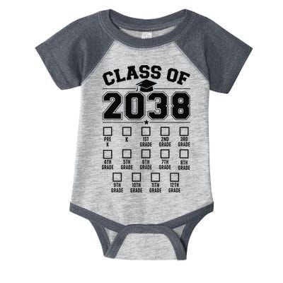 Class Of 2038 Grow With Me Checklist Prek To 12th Grade Gift Infant Baby Jersey Bodysuit