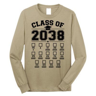 Class Of 2038 Grow With Me Checklist Prek To 12th Grade Gift Long Sleeve Shirt
