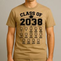 Class Of 2038 Grow With Me Checklist Prek To 12th Grade Gift T-Shirt