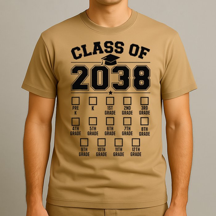 Class Of 2038 Grow With Me Checklist Prek To 12th Grade Gift T-Shirt