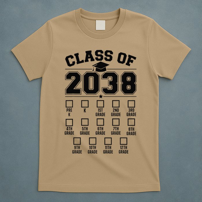 Class Of 2038 Grow With Me Checklist Prek To 12th Grade Gift T-Shirt