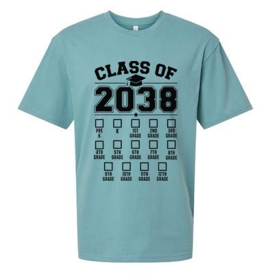 Class Of 2038 Grow With Me Checklist Prek To 12th Grade Gift Sueded Cloud Jersey T-Shirt