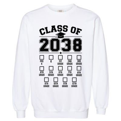 Class Of 2038 Grow With Me Checklist Prek To 12th Grade Gift Garment-Dyed Sweatshirt