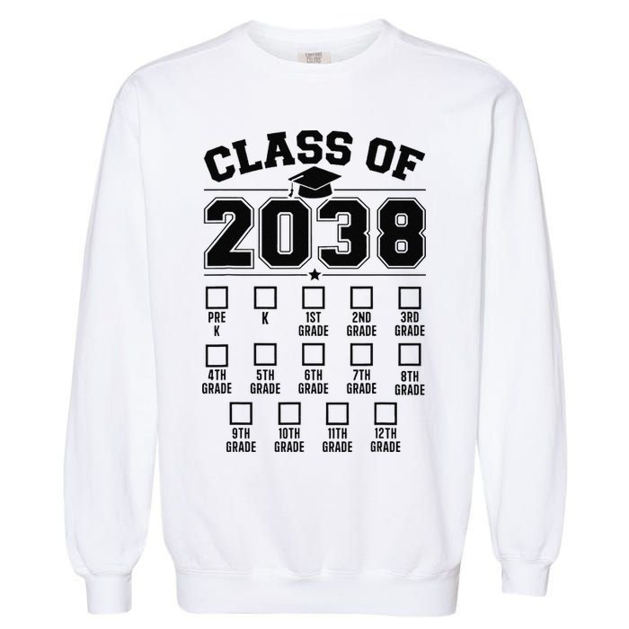 Class Of 2038 Grow With Me Checklist Prek To 12th Grade Gift Garment-Dyed Sweatshirt