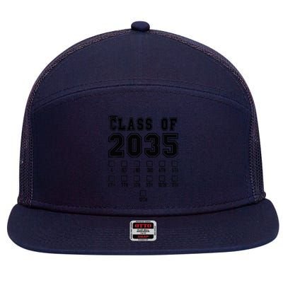 Class of 2035 Grow With Me First Day of School Check Mark 7 Panel Mesh Trucker Snapback Hat