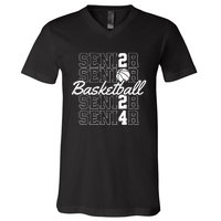 Class Of 2024 Senior Basketball V-Neck T-Shirt