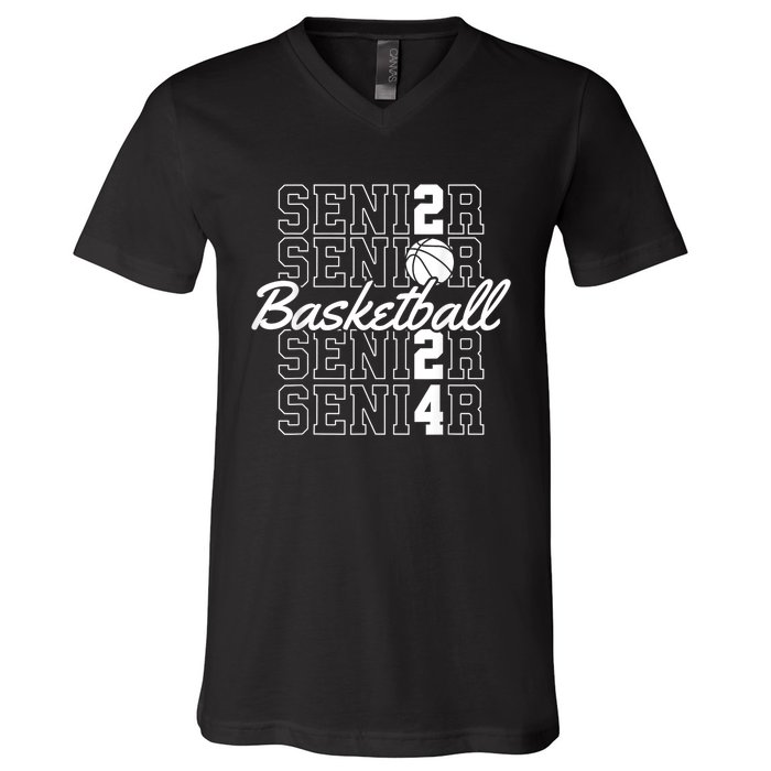 Class Of 2024 Senior Basketball V-Neck T-Shirt