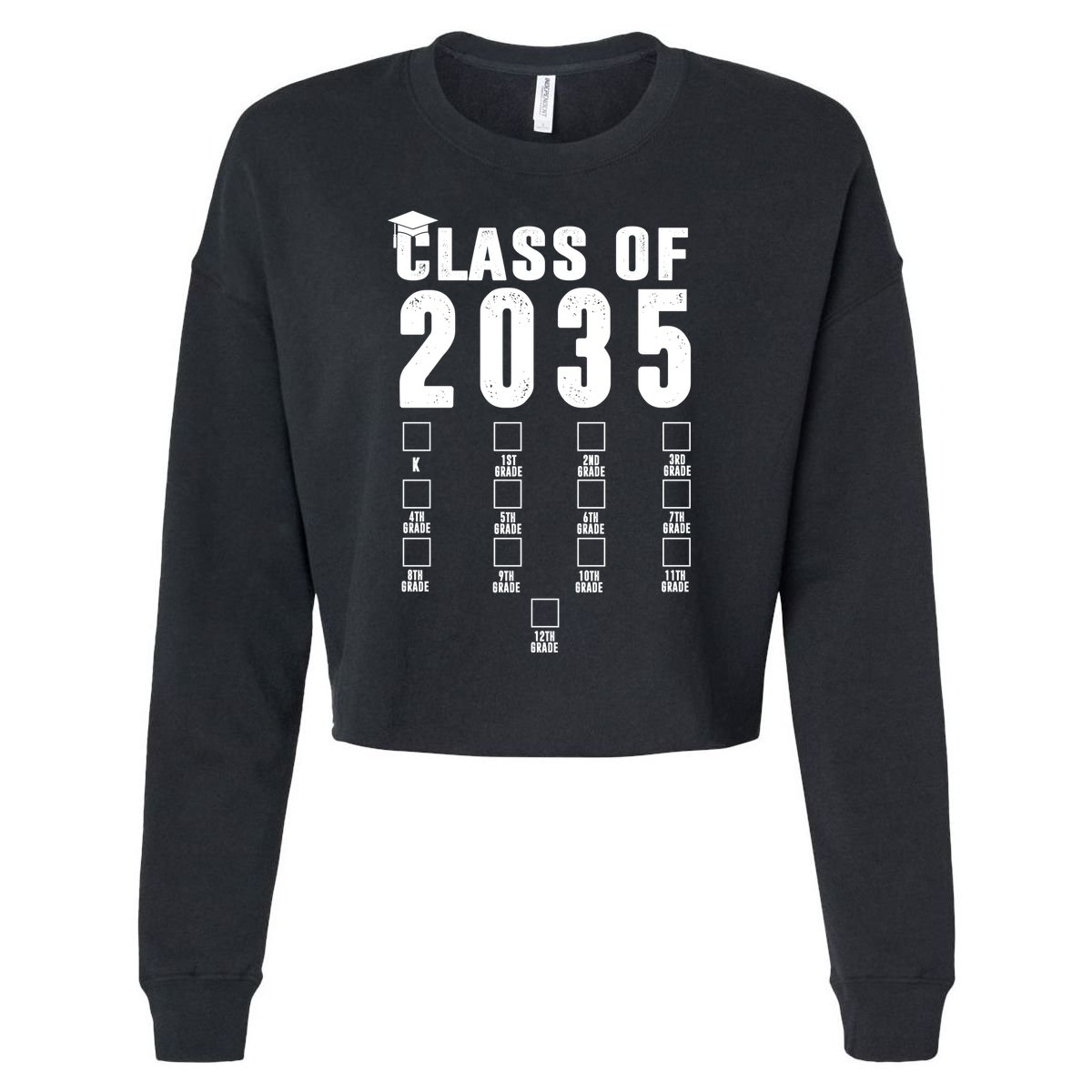 Class Of 2035 Graduation Countdown Cropped Pullover Crew