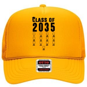 Class Of 2035 Graduation Countdown High Crown Mesh Back Trucker Hat