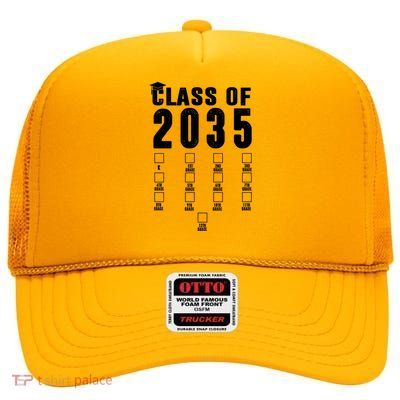 Class Of 2035 Graduation Countdown High Crown Mesh Back Trucker Hat
