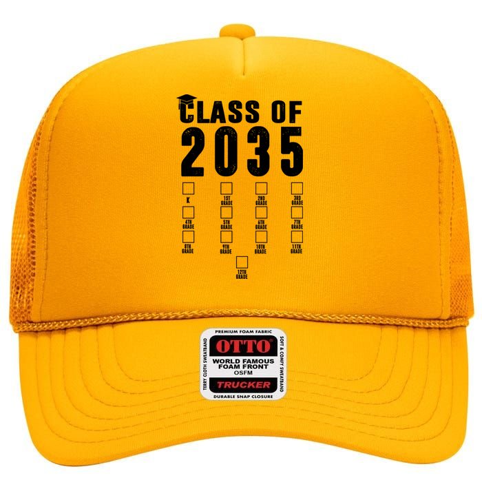 Class Of 2035 Graduation Countdown High Crown Mesh Back Trucker Hat