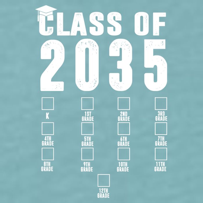 Class Of 2035 Graduation Countdown Sueded Cloud Jersey T-Shirt