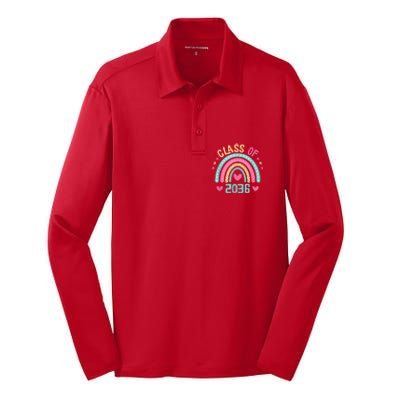 Class Of 2036 Grow With Me First Day Of School Graduation Silk Touch Performance Long Sleeve Polo