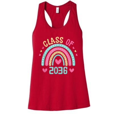 Class Of 2036 Grow With Me First Day Of School Graduation Women's Racerback Tank