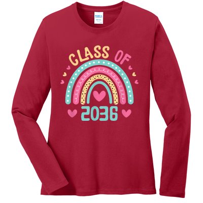 Class Of 2036 Grow With Me First Day Of School Graduation Ladies Long Sleeve Shirt