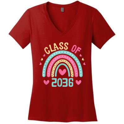 Class Of 2036 Grow With Me First Day Of School Graduation Women's V-Neck T-Shirt