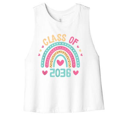 Class Of 2036 Grow With Me First Day Of School Graduation Women's Racerback Cropped Tank