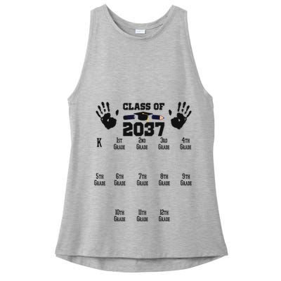 Class Of 2037 Grow With Me Handprint Prek 12th Grade Ladies PosiCharge Tri-Blend Wicking Tank