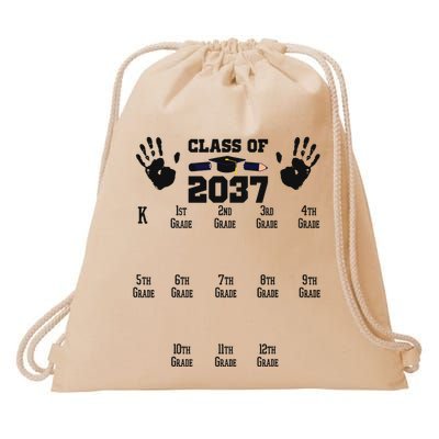 Class Of 2037 Grow With Me Handprint Prek 12th Grade Drawstring Bag