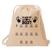 Class Of 2037 Grow With Me Handprint Prek 12th Grade Drawstring Bag