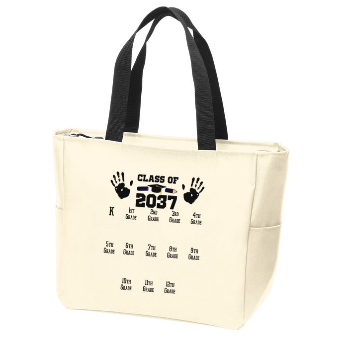 Class Of 2037 Grow With Me Handprint Prek 12th Grade Zip Tote Bag