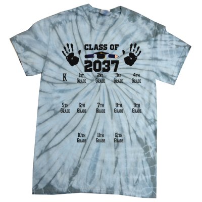 Class Of 2037 Grow With Me Handprint Prek 12th Grade Tie-Dye T-Shirt