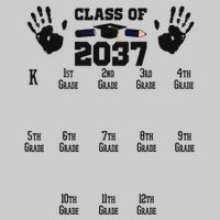 Class Of 2037 Grow With Me Handprint Prek 12th Grade Tie-Dye T-Shirt