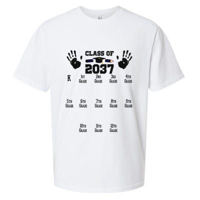 Class Of 2037 Grow With Me Handprint Prek 12th Grade Sueded Cloud Jersey T-Shirt