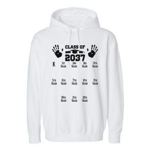 Class Of 2037 Grow With Me Handprint Prek 12th Grade Garment-Dyed Fleece Hoodie