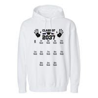 Class Of 2037 Grow With Me Handprint Prek 12th Grade Garment-Dyed Fleece Hoodie