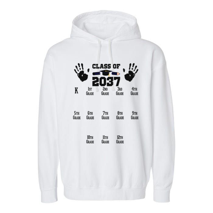 Class Of 2037 Grow With Me Handprint Prek 12th Grade Garment-Dyed Fleece Hoodie
