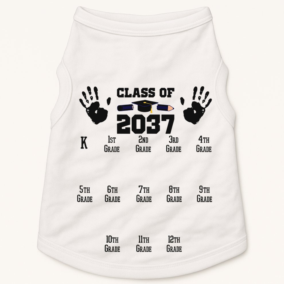 Class Of 2037 Grow With Me Handprint Prek 12th Grade Doggie Tank