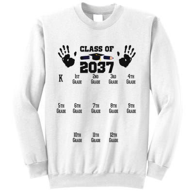 Class Of 2037 Grow With Me Handprint Prek 12th Grade Sweatshirt