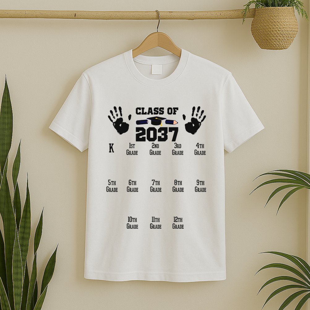Class Of 2037 Grow With Me Handprint Prek 12th Grade T-Shirt