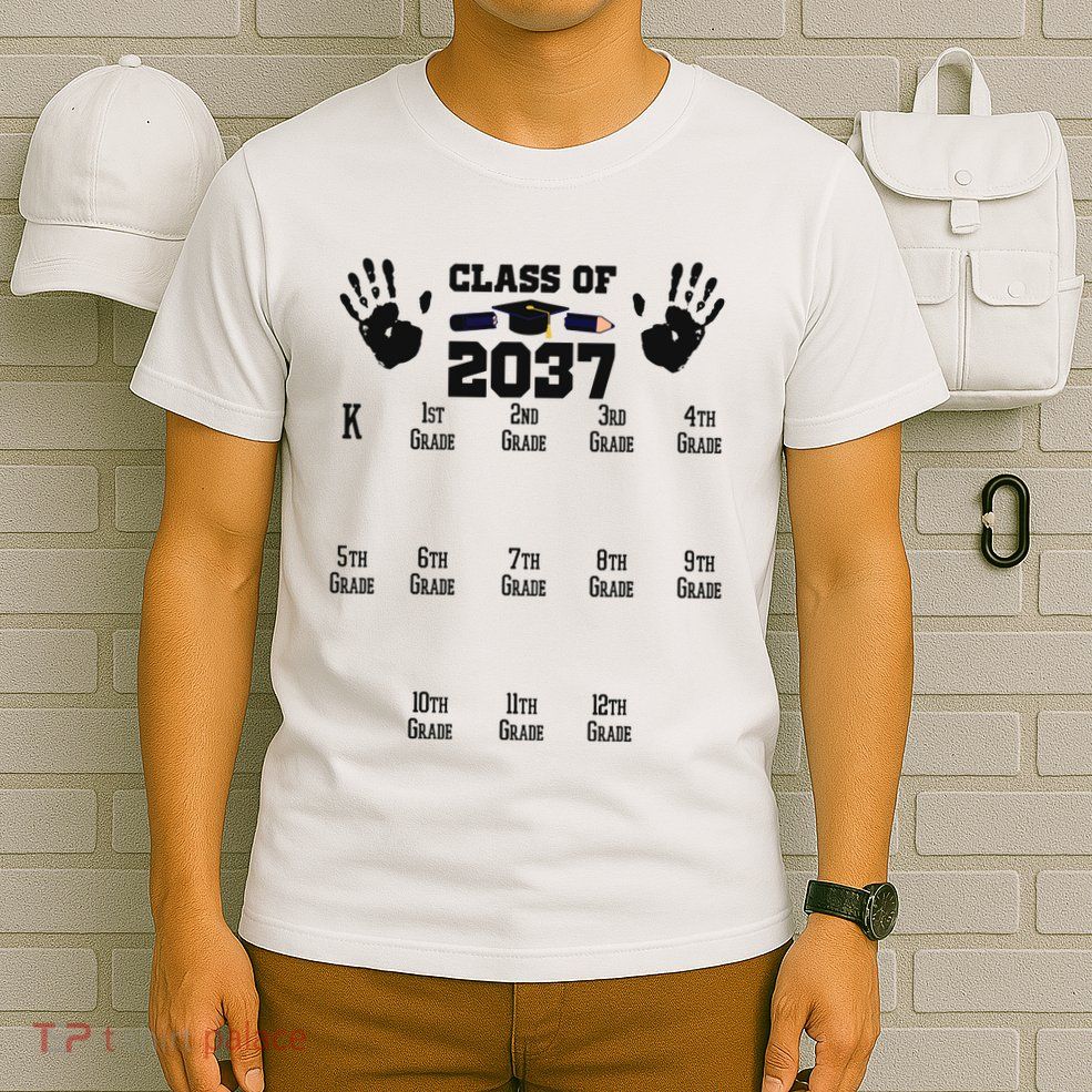 Class Of 2037 Grow With Me Handprint Prek 12th Grade T-Shirt