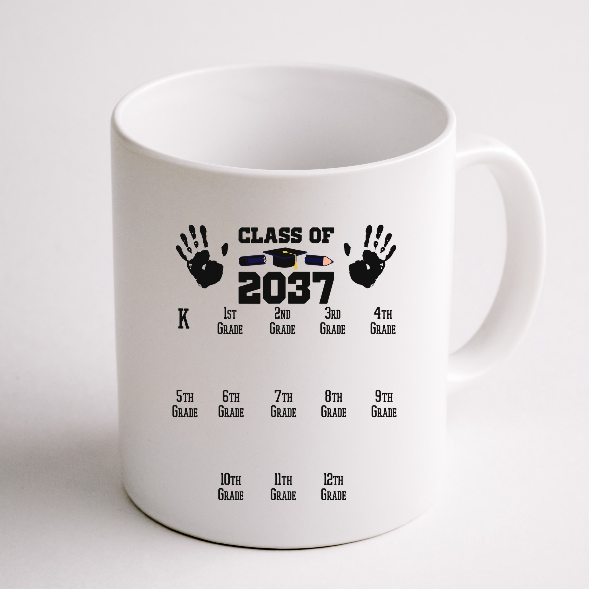 Class Of 2037 Grow With Me Handprint Prek 12th Grade Mug