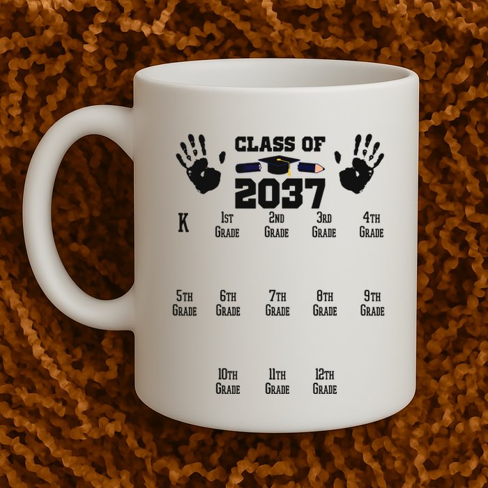 Class Of 2037 Grow With Me Handprint Prek 12th Grade Mug