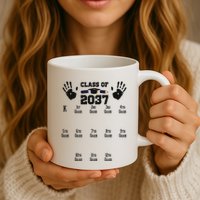 Class Of 2037 Grow With Me Handprint Prek 12th Grade Mug