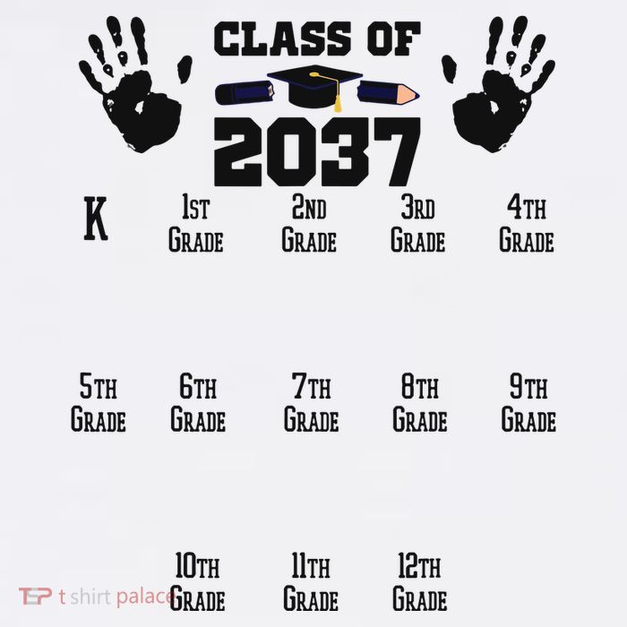 Class Of 2037 Grow With Me Handprint Prek 12th Grade Ladies Essential Flowy Tank
