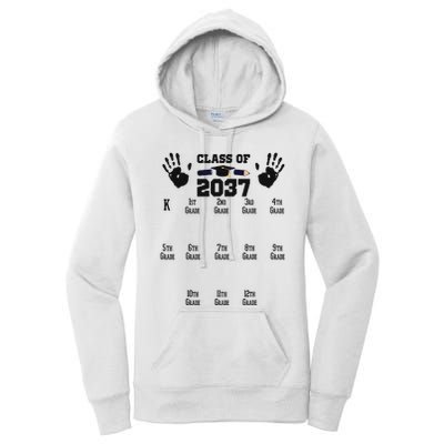 Class Of 2037 Grow With Me Handprint Prek 12th Grade Women's Pullover Hoodie