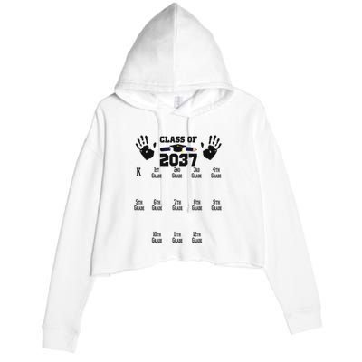 Class Of 2037 Grow With Me Handprint Prek 12th Grade Crop Fleece Hoodie