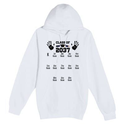Class Of 2037 Grow With Me Handprint Prek 12th Grade Premium Pullover Hoodie