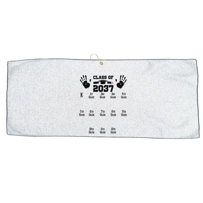 Class Of 2037 Grow With Me Handprint Prek 12th Grade Large Microfiber Waffle Golf Towel